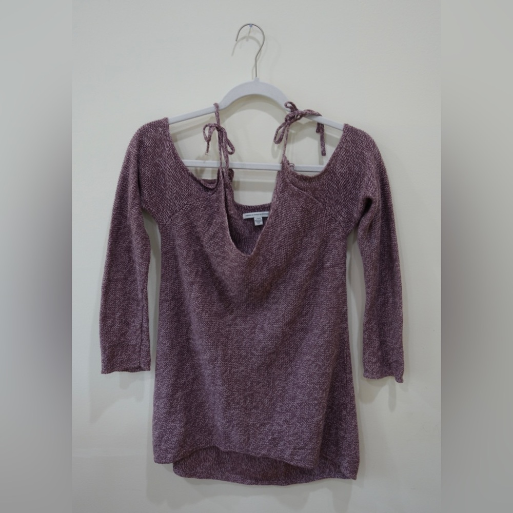 American Eagle Purple Open Shoulder Knit Sweater - Large